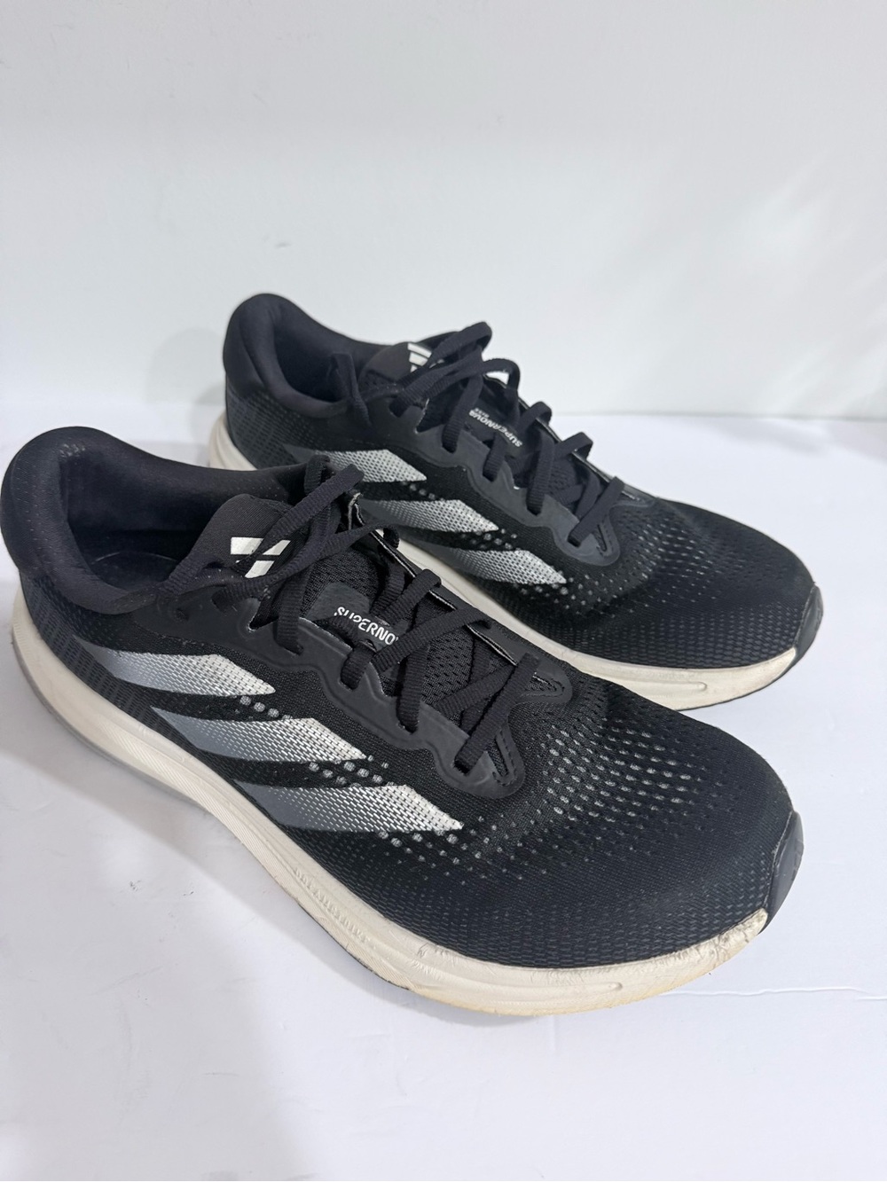 adidas Men’s Black Athletic Shoes with White Stripes